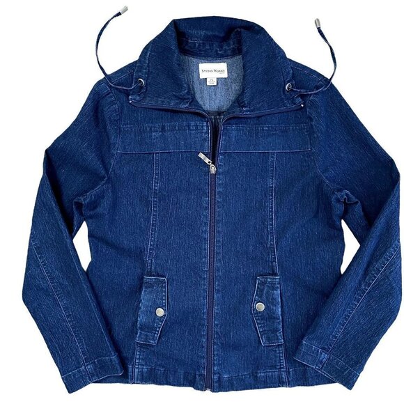 Studio Works Zip Up Denim Blouse | Denim Blue | Size PS - Picture 2 of 10